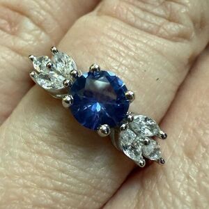 Sterling Silver Lab Ceated London Blue Topaz Ring